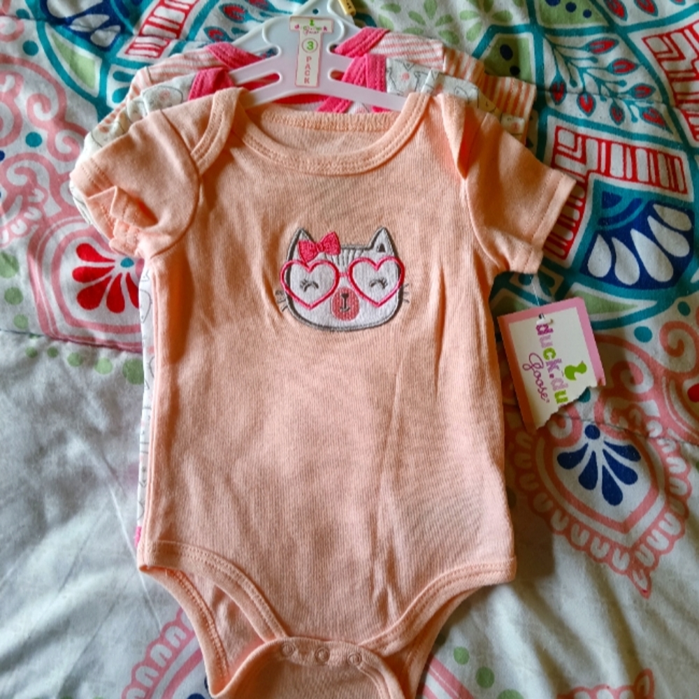3 Pack Girls Onesies 3/6 months NWT
